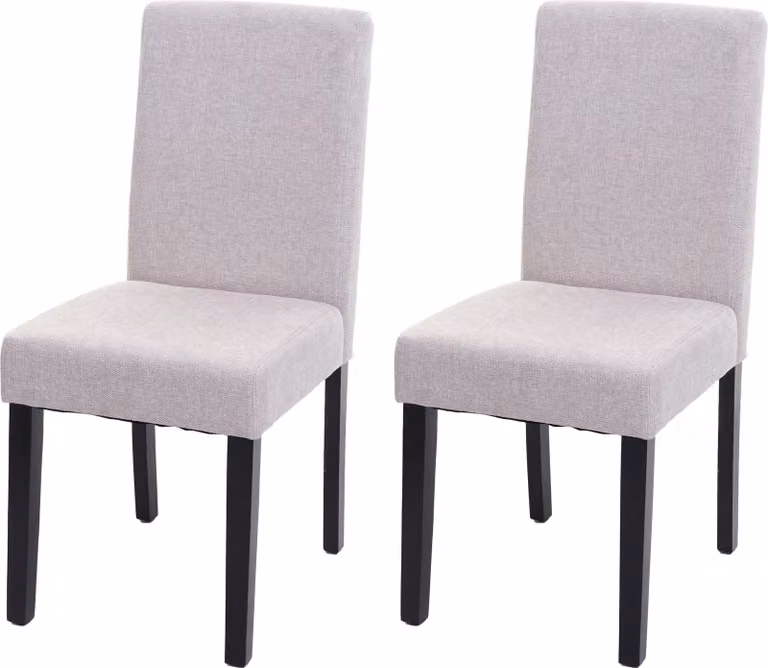 Set di 2 sedie da sala da pranzo Sedie da cucina classiche e intramontabili | A x L x P 90 x 43 x 56 cm | Altezza seduta 45 cm | Tessuto | Gambe scure | Beige crema