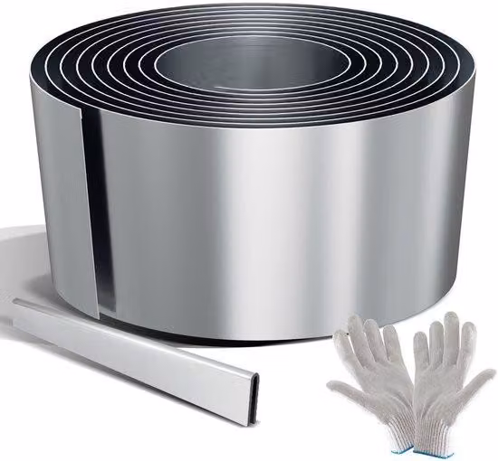 Bordo da giardino flessibile in acciaio inossidabile, 20 m x 15 cm, recinzione da giardino resistente per pendii, vialetti e bordi del prato, colore argento