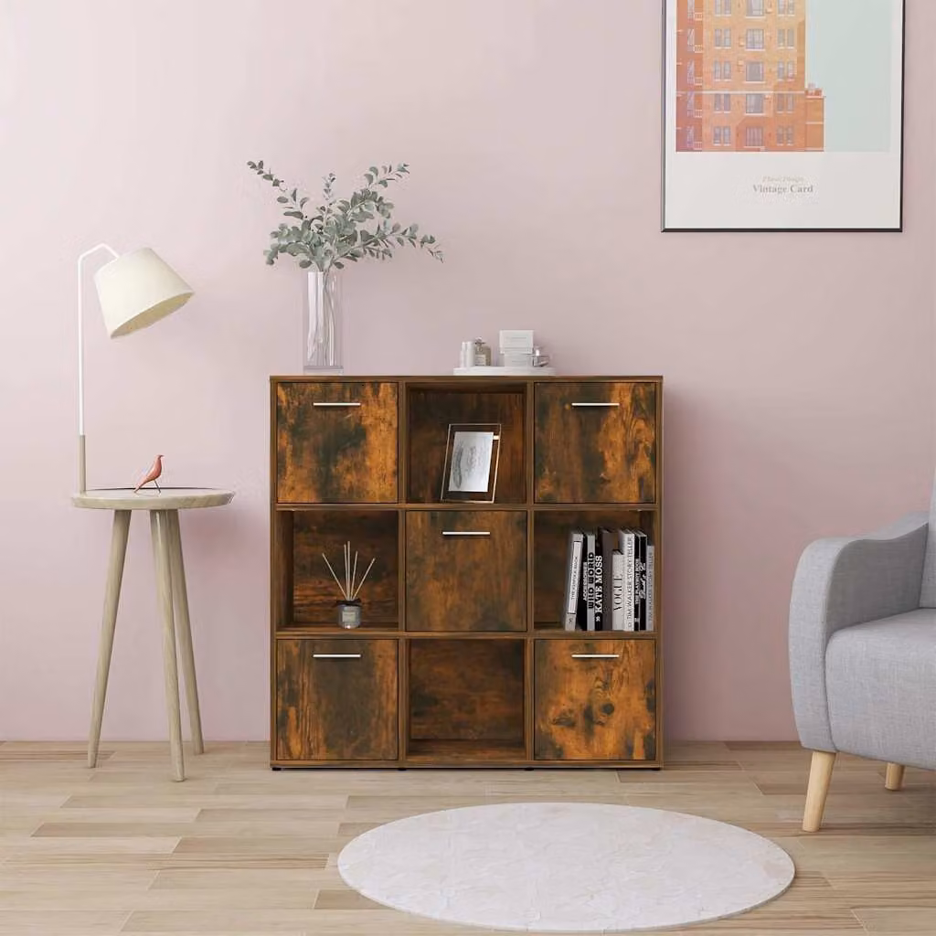 Libreria moderna vidaXL in legno di rovere color marrone, sospesa a parete, L 90 x P 30 x H 90 cm