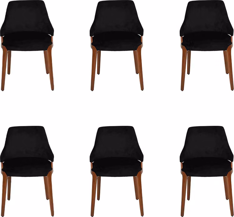 Modern Schwarz 6x Stühle Luxus Holz Möbel Stühle Design Einrichtung