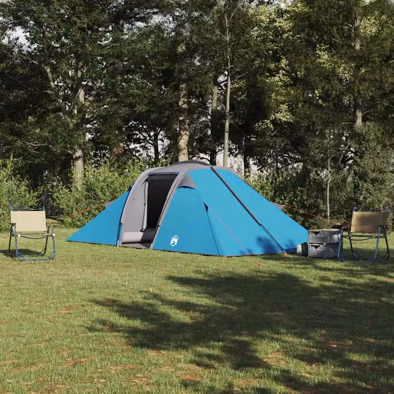Tenda tunnel vidaXL per 4 persone in taffetà blu impermeabile