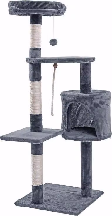 Albero tiragraffi Albero tiragraffi per gatti Albero tiragraffi per gatti 112 cm Albero da arrampicata Albero da gioco Grigio chiaro