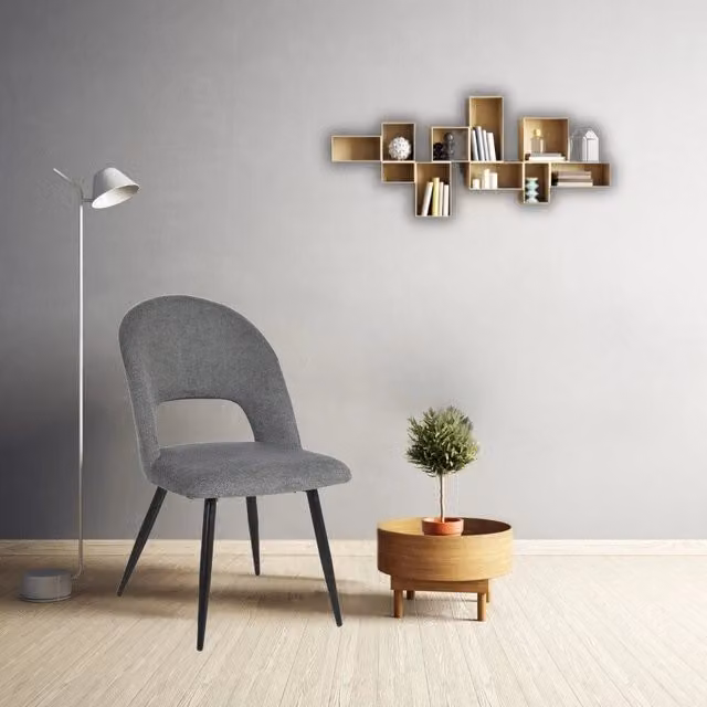 Set di 2 sedie Lunetta Veriaffari in tessuto grigio con gambe in metallo nero – 1
