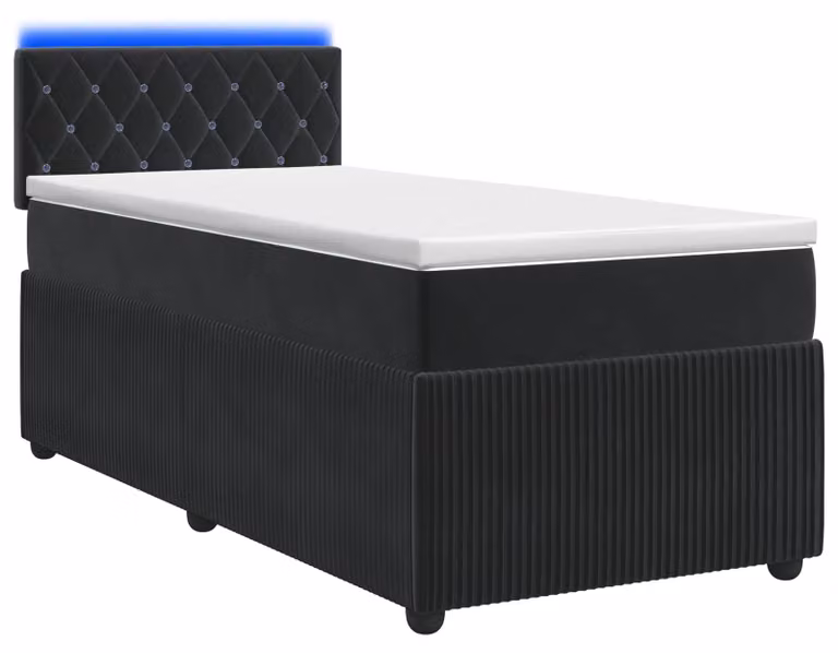 Letto a molle con materasso nero 100 x 200 cm in velluto