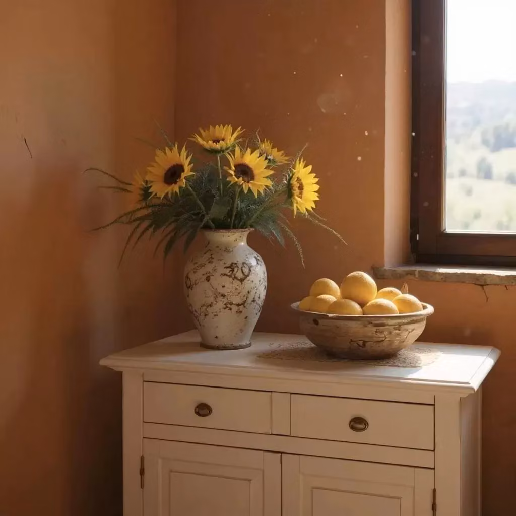 Madia credenza arte povera in legno massello di pino bianco con 2 porte Mobili 2G L: 109 cm, P: 47 cm, H: 97 cm – 3