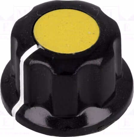 1 x Manopola rotante, diametro albero: 6,35 mm, dimensioni totali: 16,5 x 11 mm, bachelite con flangia, colore giallo, modello G19-YL