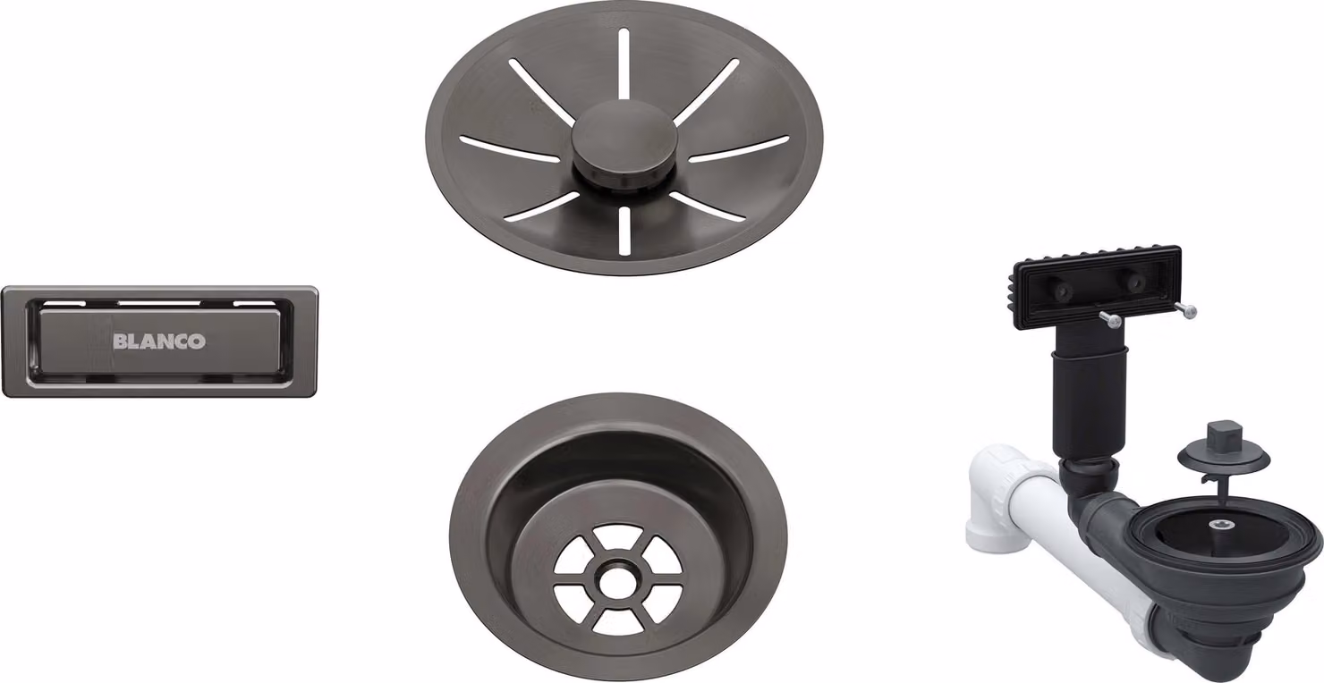 Set di accessori per scarico a pavimento, colore bianco, modello InFino senza comando a distanza, acciaio satinato scuro, codice prodotto 207424