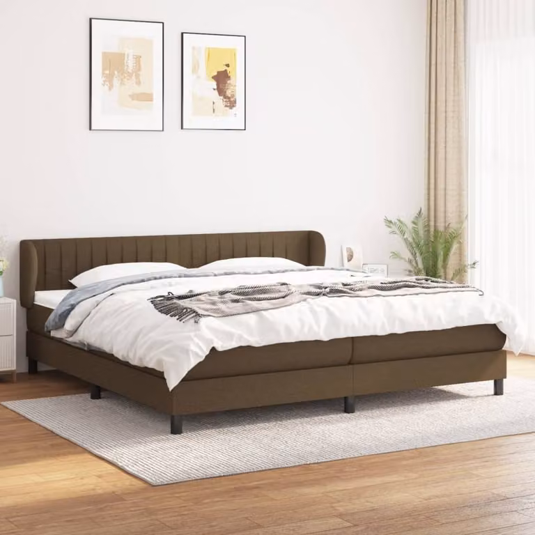 Maison Exclusive - Giroletto a Molle con Materasso Marrone Scuro 200x200cm Tessuto