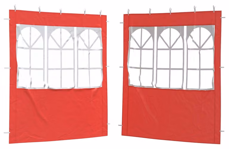 Parete per tenda da festa 2 pcs 200 x 195 cm Rosso PE e Acciaio
