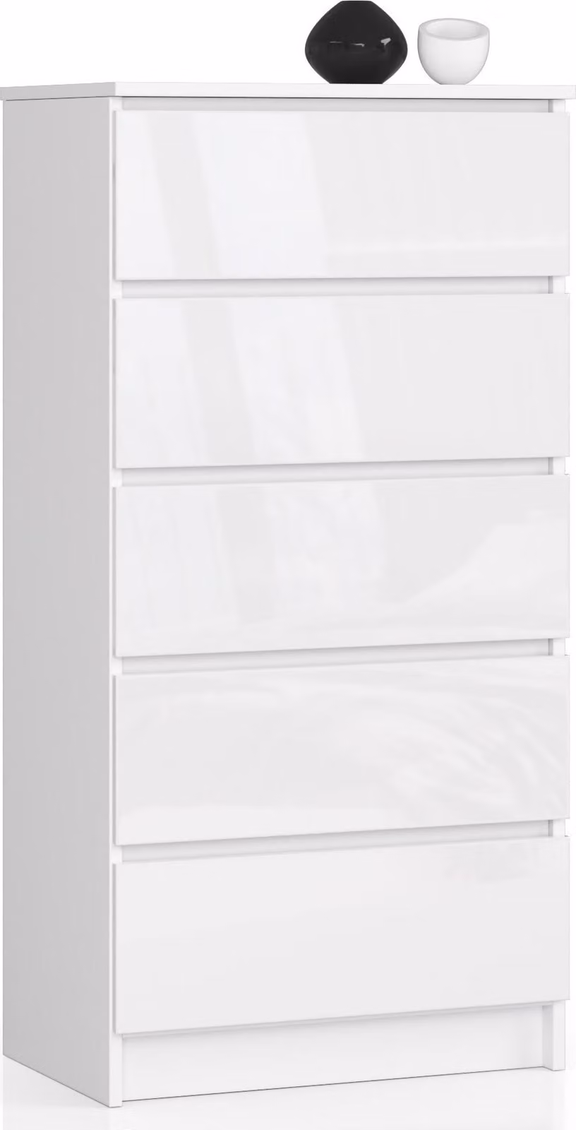 Akord Credenza 5 Cassetti Bianco/Bianco Lucido 60X40X121 Cm