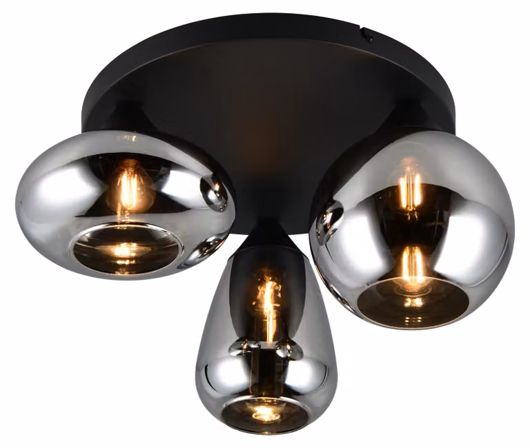 Plafoniera, nera, 3 luci, H 24,5 cm