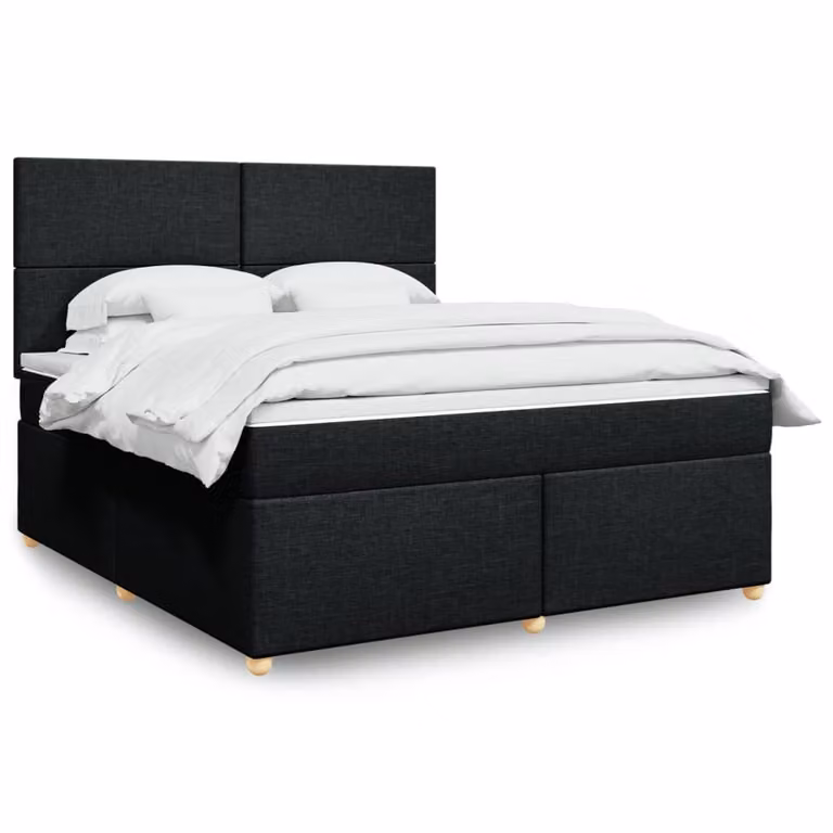 vidaXL Giroletto a Molle Ibrido con Materasso in Tessuto Nero L/P: 180 x 200 cm