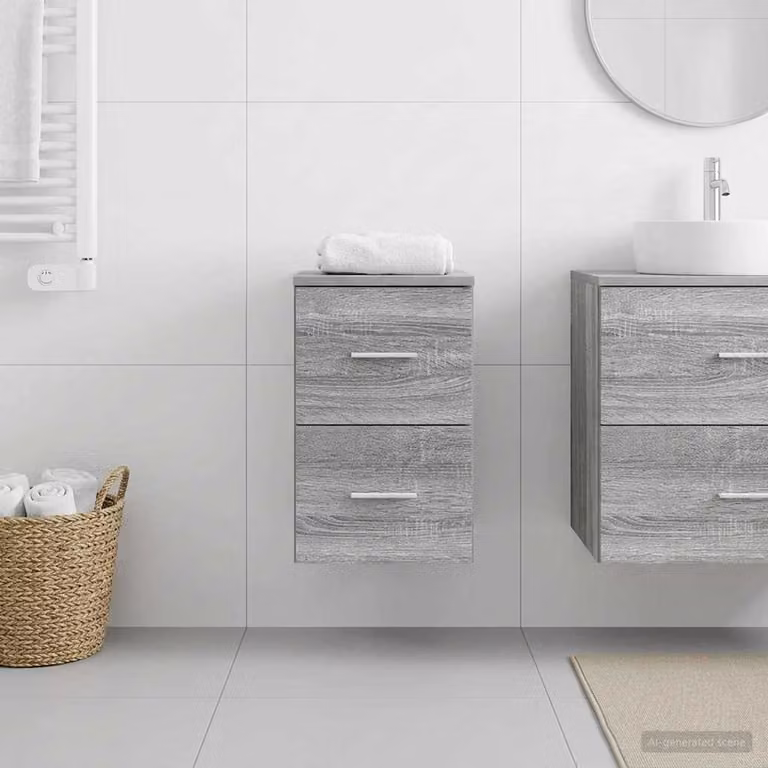 Armadio da bagno moderno vidaXL In-between grigio con ante e cassetti, L 30 cm x P 41 cm x H 50 cm