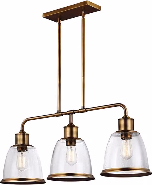 Lampadario Contemporaneo Hobson Acciaio Ottone Antico 3 Luci E27