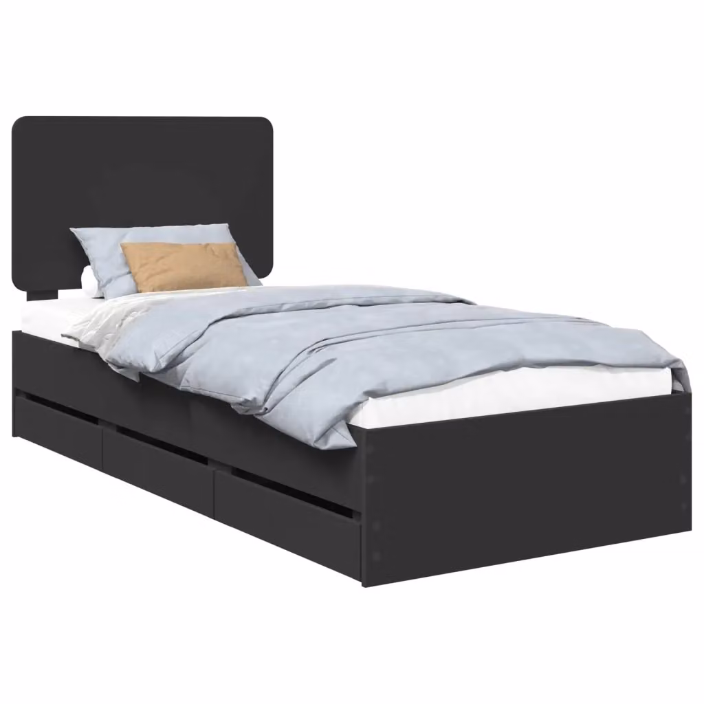 Struttura letto con cassetti vidaXL in legno ingegnerizzato nero L 190 x P 80 cm – 2