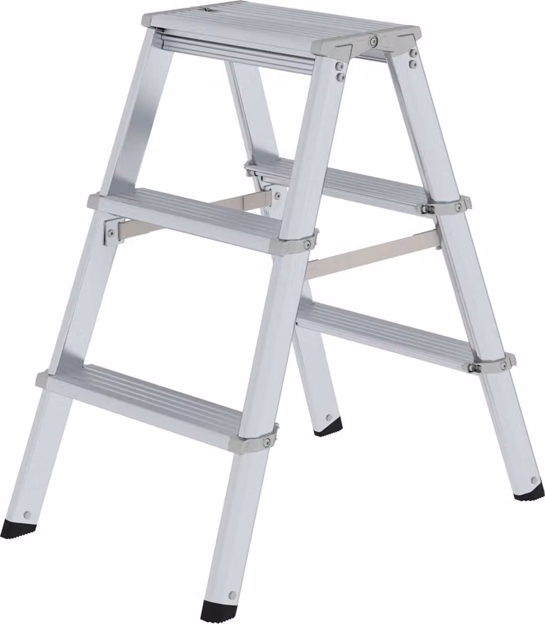 MUNK ML Stufen-Stehleiter beidseitig 2x3 Stufen Aluminium 150 kg