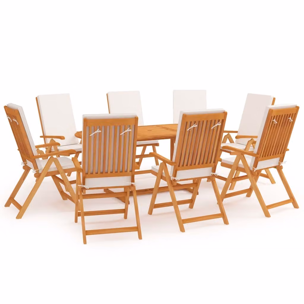 Maison Exclusive - Set da pranzo da giardino da 9 pezzi con cuscini, in teak massiccio