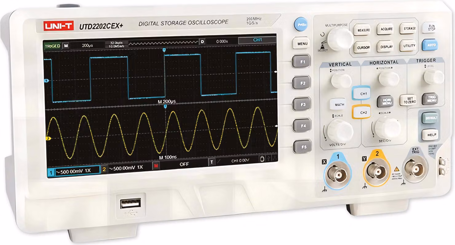 Oscilloscopio a memoria UNI-T UTD2202CEX+, 2 canali, 200 MHz