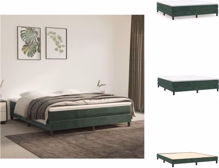 vidaXL Letto a molle verde scuro 180x200 cm in velluto - Letti e strutture letto