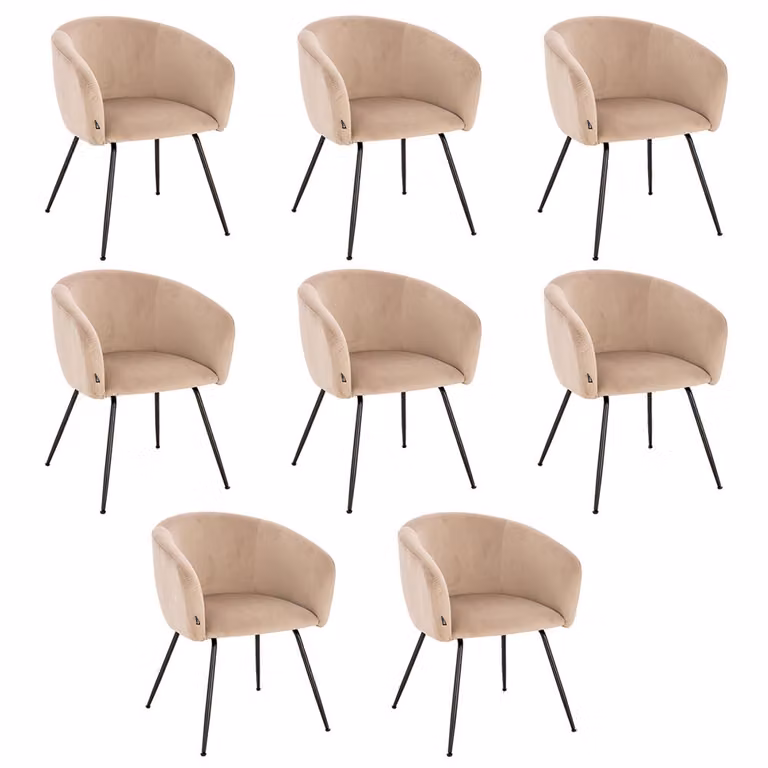 Home Deluxe - Sedia imbottita ARIA - 8 pezzi, colore: beige velluto - imbottitura morbida, carico massimo 120 kg I Sedia da cucina Sedie da pranzo Sedie da sala da pranzo