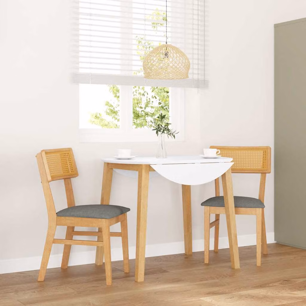 Set di 2 sedie da pranzo vidaXL in legno massello di Hevea con cuscini in tessuto, colore marrone e grigio, stile scandinavo