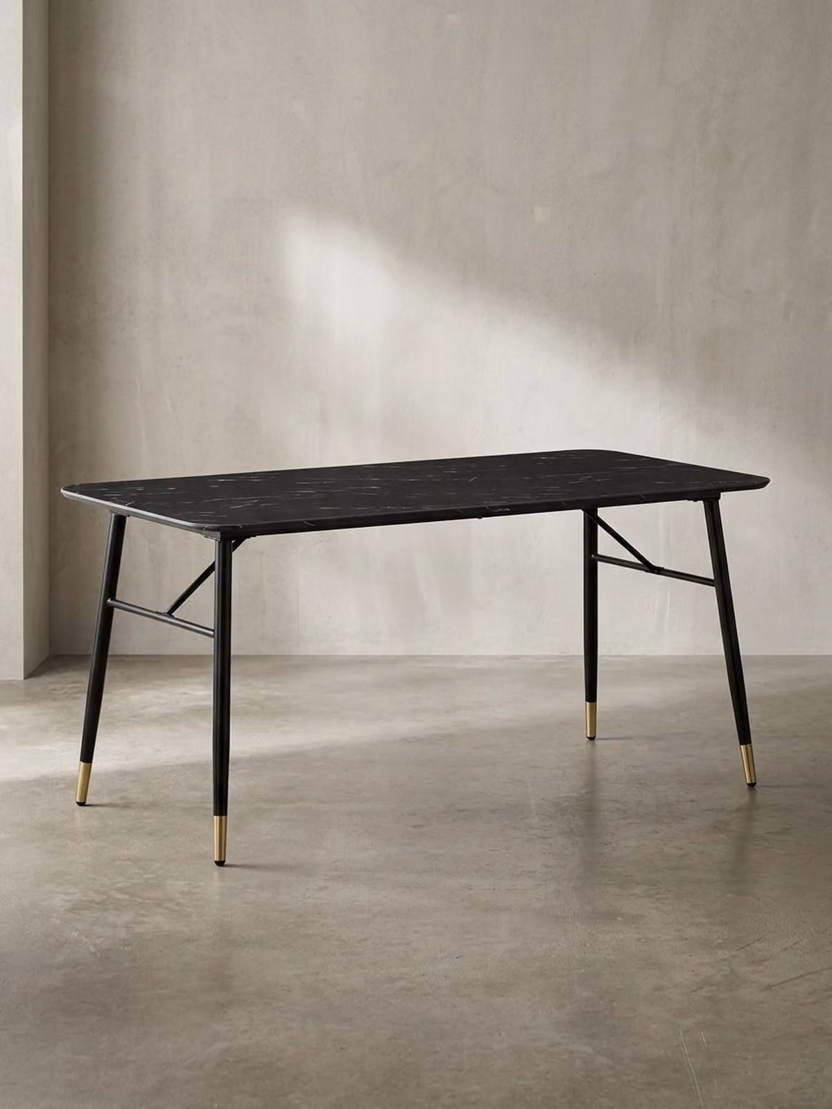 Tavolo da pranzo 140x80x76 cm Tavolo da pranzo nero effetto marmo moderno, tavolo da cucina piccolo, tavolo da pranzo rettangolare, tavolo da pranzo con gambe in metallo