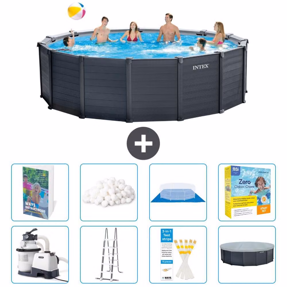 Pannello per piscina in grafite, modello Rund - 478x124 cm - composto da 7 elementi, codice S597