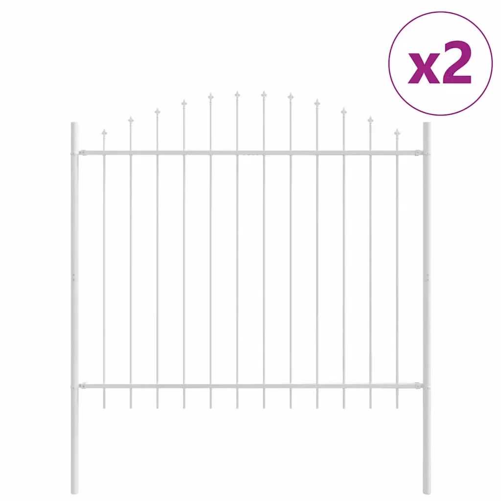 Recinzione per giardino vidaXL in acciaio verniciato a polvere, 2 pezzi, Bianco, H: 165 cm, L: 170 cm – 2