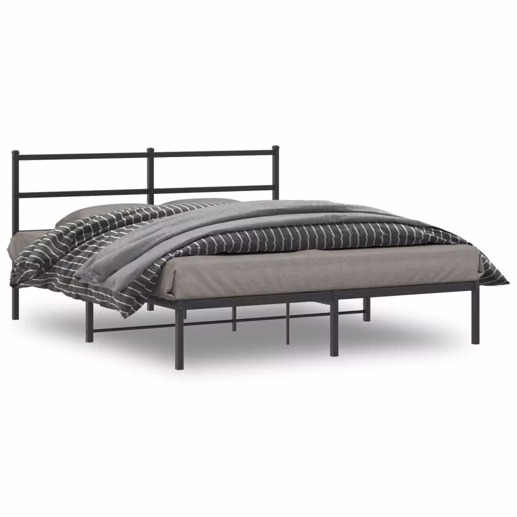 vidaXL Giroletto con Testiera in Metallo Nero L/P: 150 x 200 cm