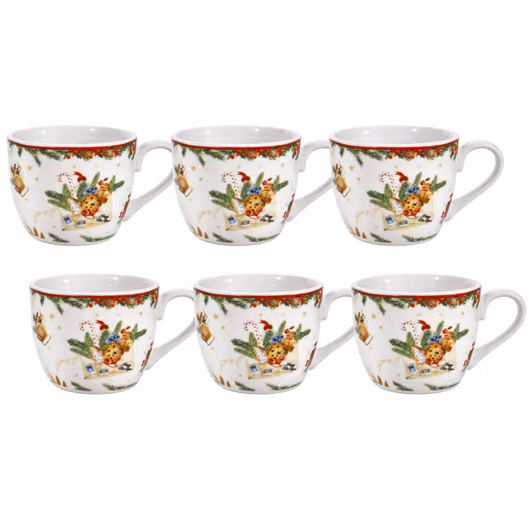 Set di 6 tazzine da caffè natalizie Christmas Cookies Vestiamo Casa in porcellana multicolore da 9 cl