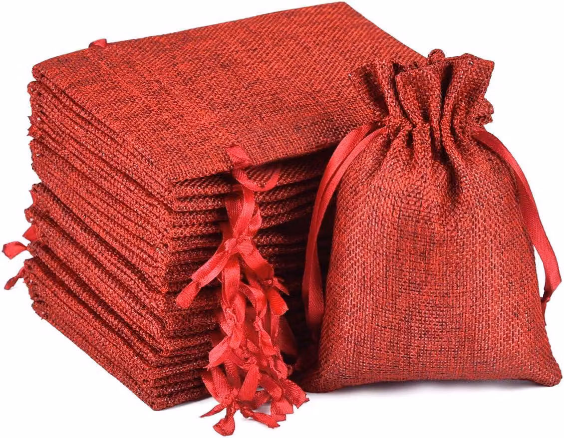 Sacchetti di juta, ideali per piccoli regali, bomboniere per matrimoni, fidanzamenti o calendari dell'Avvento - 10 pezzi, dimensioni 5 x 15,5 cm