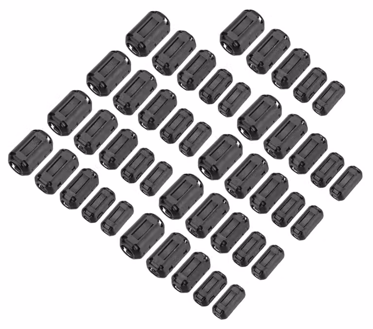 Anelli ferromagnetici, 45 pezzi, 5 dimensioni, da 3,5 a 13 mm, colore nero