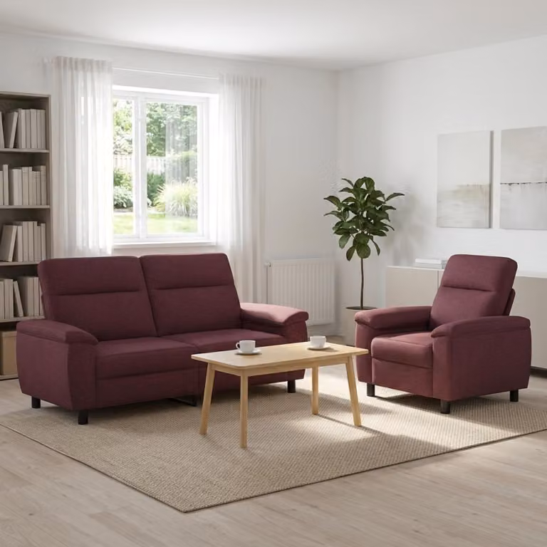 Set di 2 divani moderni vidaXL in tessuto viola con struttura in metallo per il tuo soggiorno