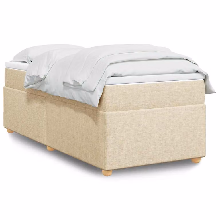 vidaXL Giroletto a Molle con Materasso in Tessuto Beige e Bianco, L/P: 100 x 200 cm