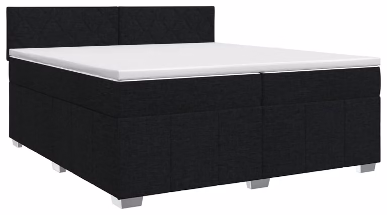 Letto a molle con materasso nero 200 x 200 cm in tessuto