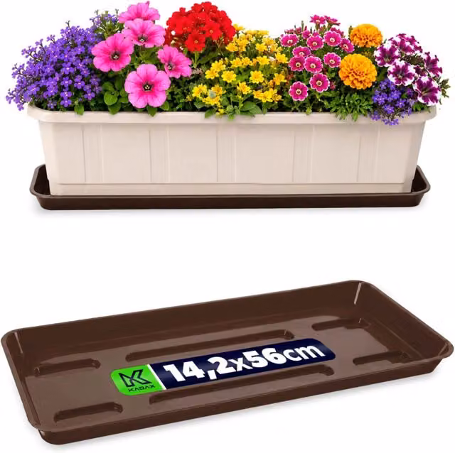 Supporto per vaso da fiori KADAX da 60 cm, fioriera da balcone, vassoio in plastica