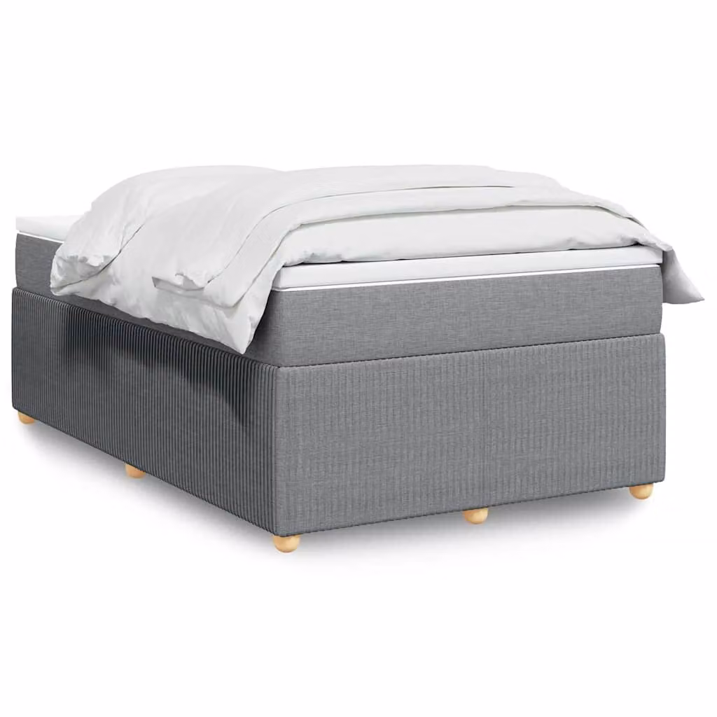 vidaXL Giroletto a Molle con Materasso Ibrido in Tessuto Grigio e Bianco L/P/H: 200 x 120 x 46 cm