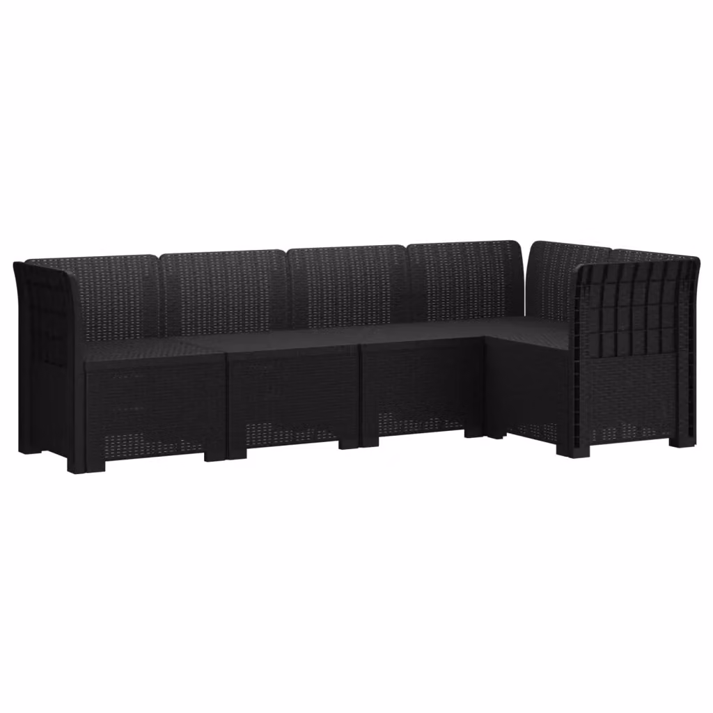 Divano da giardino ad angolo vidaXL in polyrattan antracite con cuscini inclusi – 2