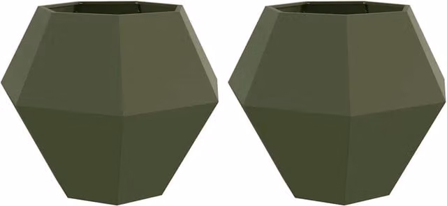 Set di 2 fioriere a cassetta in acciaio verde oliva L: 100 cm, P: 100 cm, H: 80 cm – 1