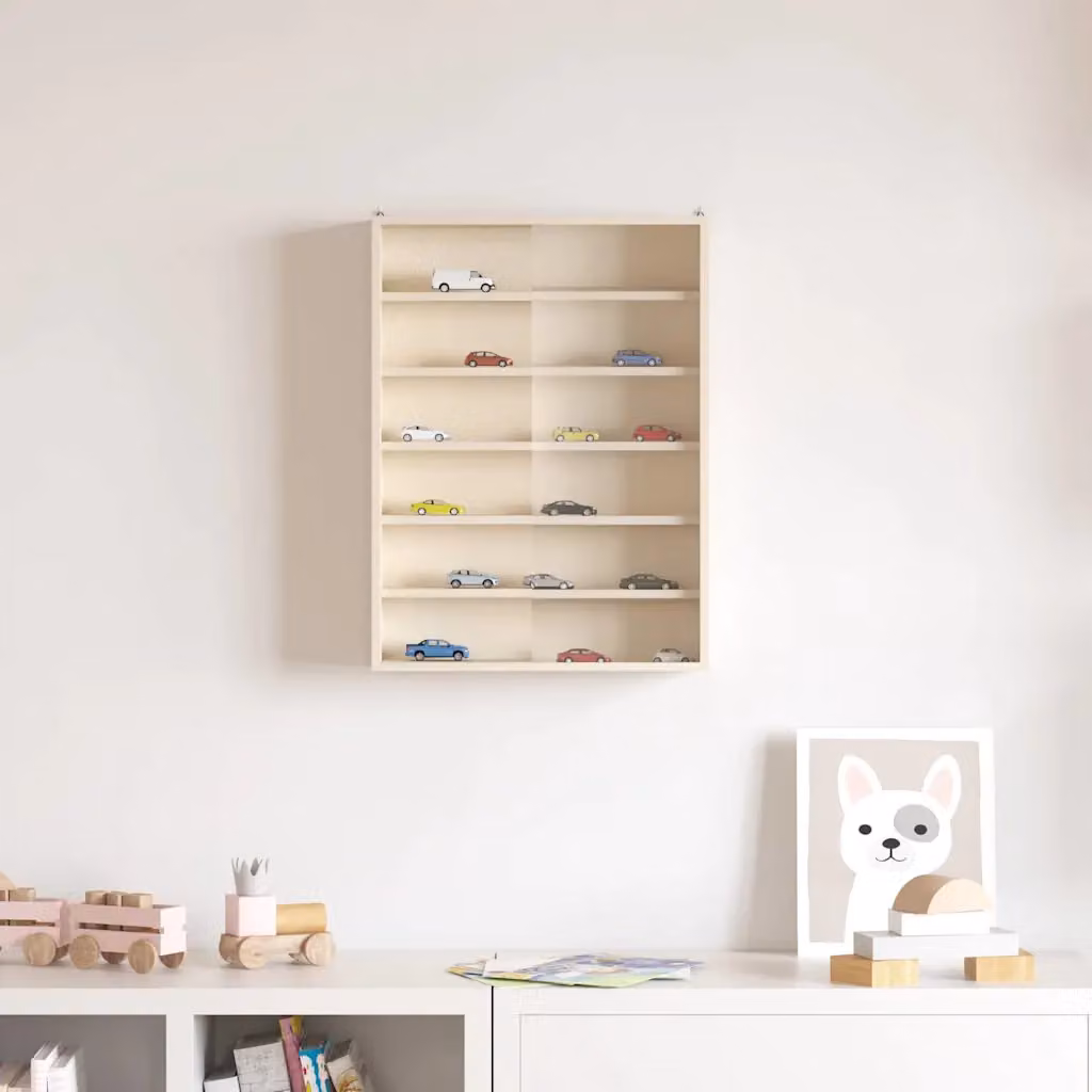 Vetrina a muro moderna vidaXL in legno beige con ante in vetro e ripiani interni, L 40 cm x P 8,5 cm x H 54 cm