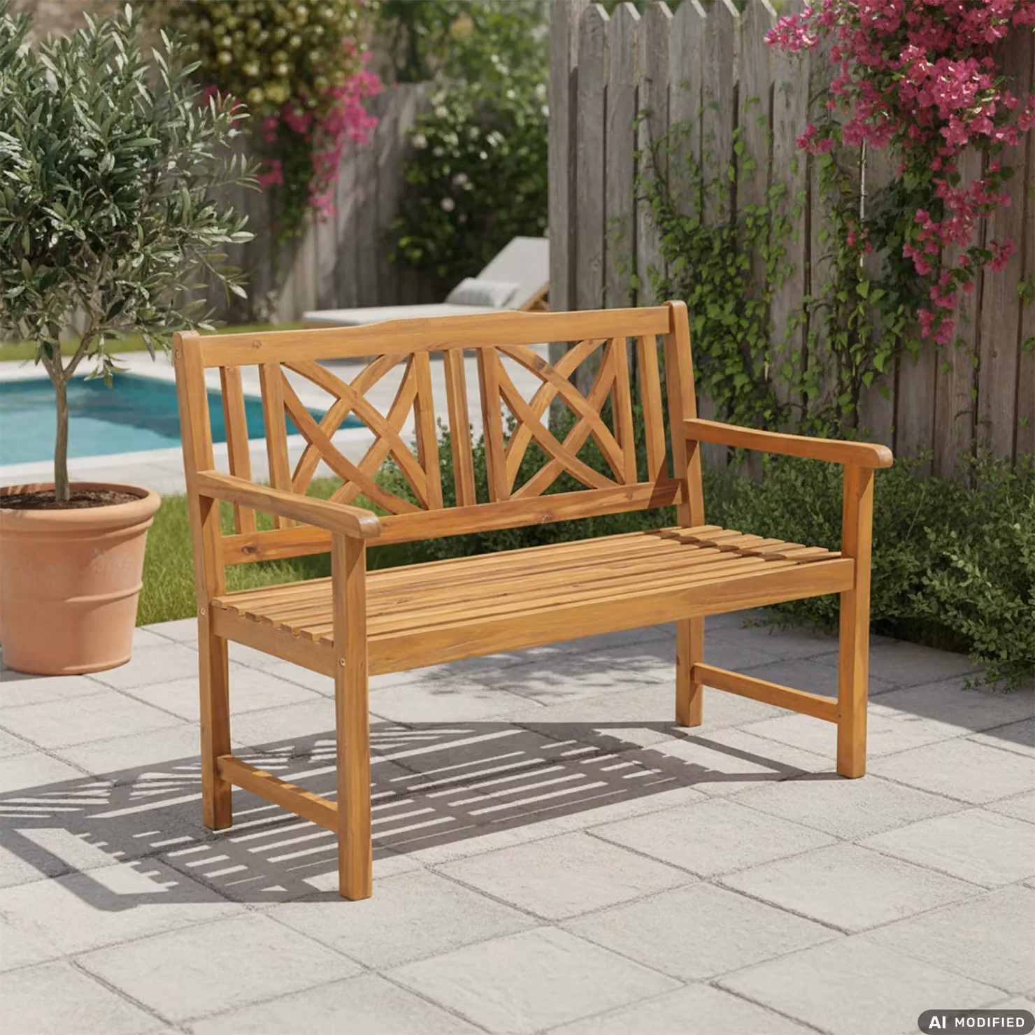 Vestiamo Casa Giardino Panchina da Giardino in Legno di Acacia Marrone H 91 x L 120 x P 62 cm – 2