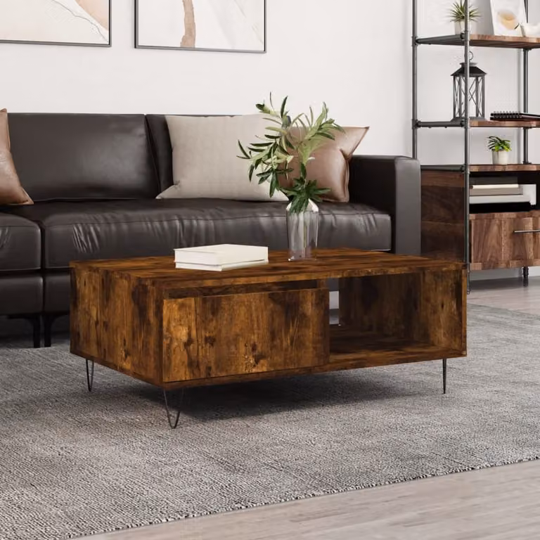 The Living Store tavolino in rovere fumé 90x60x35 cm materiale a base di legno