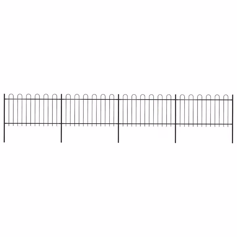 Recinzione da giardino vidaXL in acciaio nero con parte superiore ad anello L: 671 cm, H: 100 cm