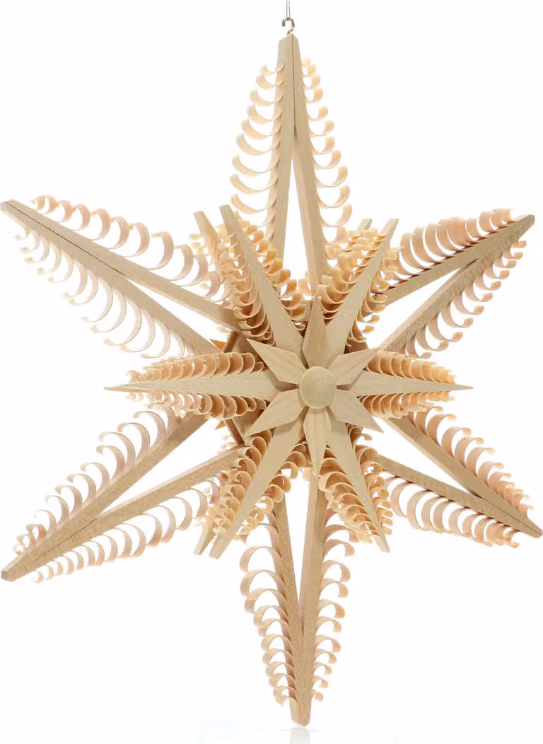 Ornamento per finestra Spanstern centro 1 incisione - e una stella di pino (entrambi i lati) LxHxP=32x32x4cm NUOVO
