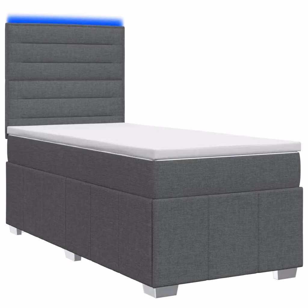 Letto Box Spring vidaXL con Materasso a Molle Insacchettate e Illuminazione LED Sotto il Letto, Grigio e Bianco, L 200 cm x L 80 cm – 2