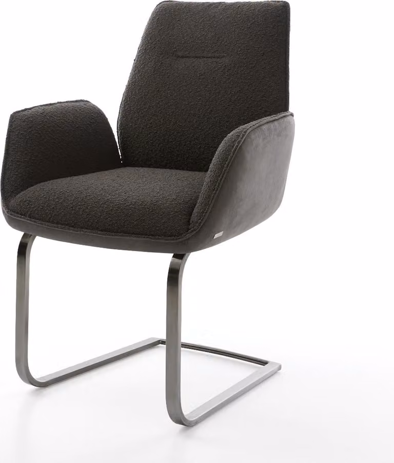 DELIFE Sedia a sbalzo Zoa-Flex Mix di materiali Nero Sedia a sbalzo piatta Grafite Molleggiata