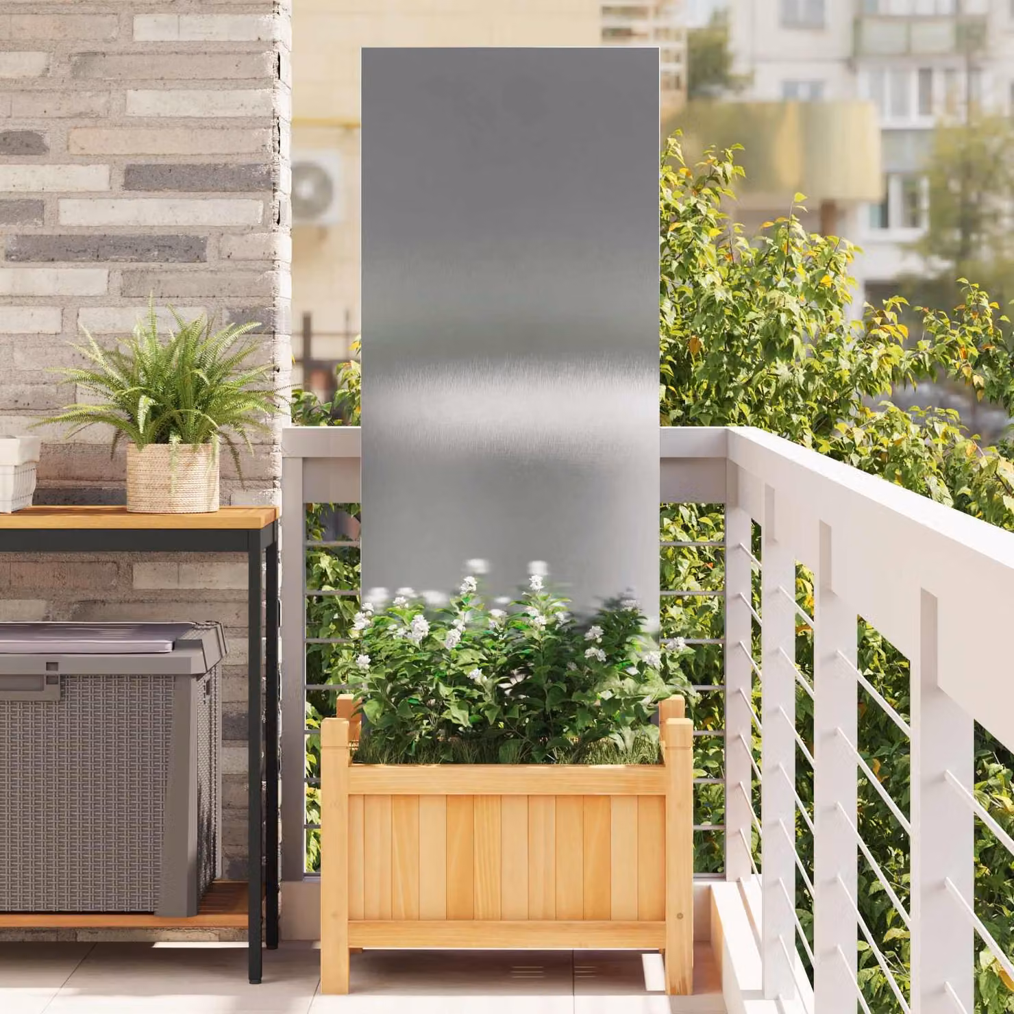 Paravento per privacy da giardino vidaXL in acciaio inossidabile argento L: 50 cm, H: 140 cm