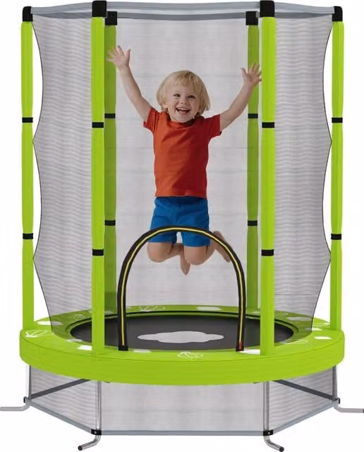 Trampolino Mini per Bambini Minimal Verde con Rete di Sicurezza, Diametro: 140 cm
