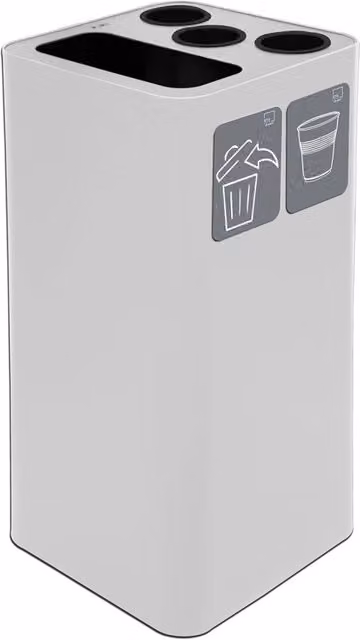 Pattumiera a Bidone da 100 L 38,3x38,3x82,5 cm 3 Scomparti Tubolari e 1 Scomparto Gettacarta in Acciaio Verniciato