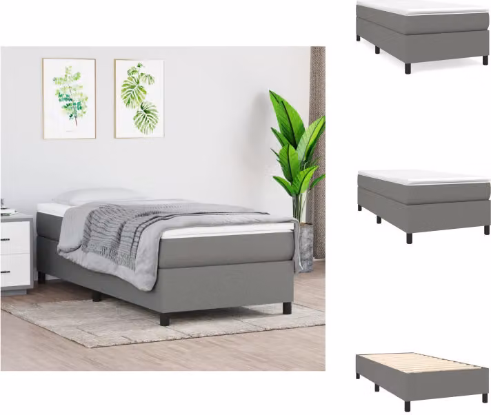 vidaXL Letto a molle con materasso grigio scuro 90x190 cm in tessuto - Letti & strutture letto